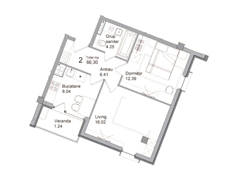 Planimetrie · Apartamente · 66.3 m²