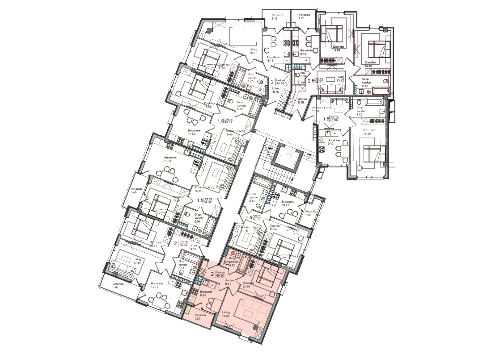 Amplasare pe etaj · Apartamente · 66.3 m²