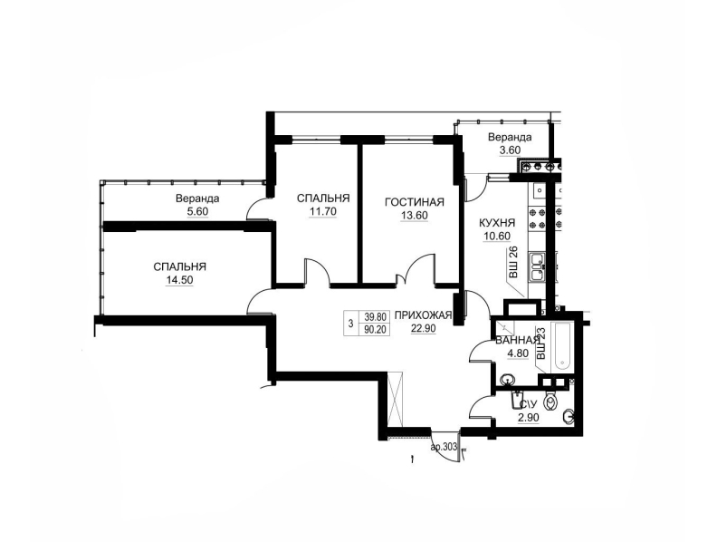 Planimetrie · Apartamente · 90.2 m²