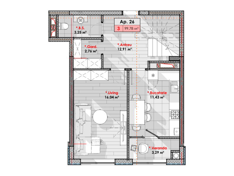 Apartament 99.78 m²