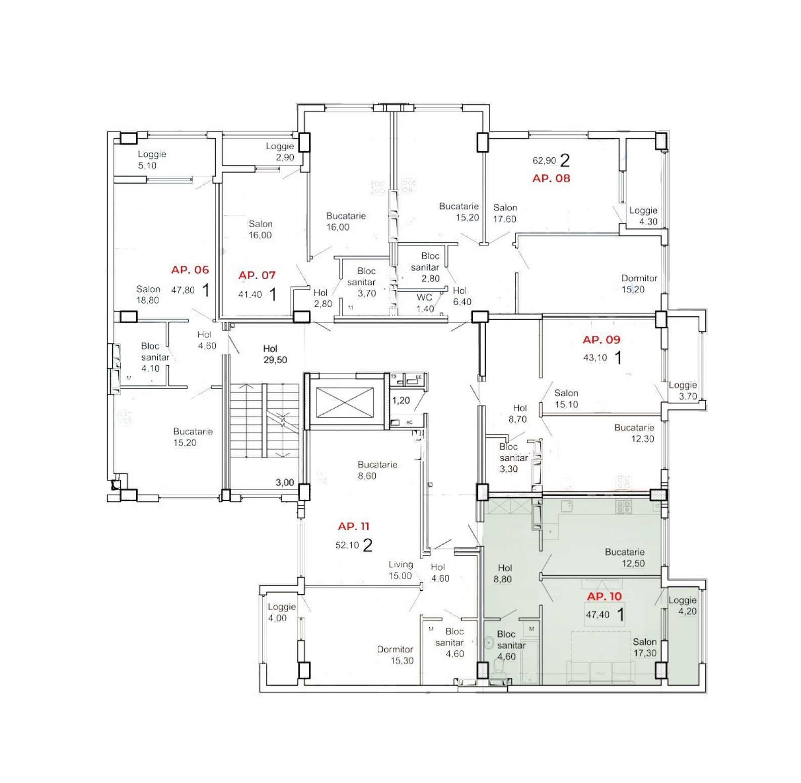 Amplasare pe etaj · Apartament · 47.4 m²