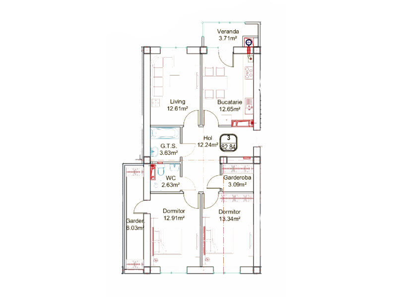 Apartament 82.84 m²