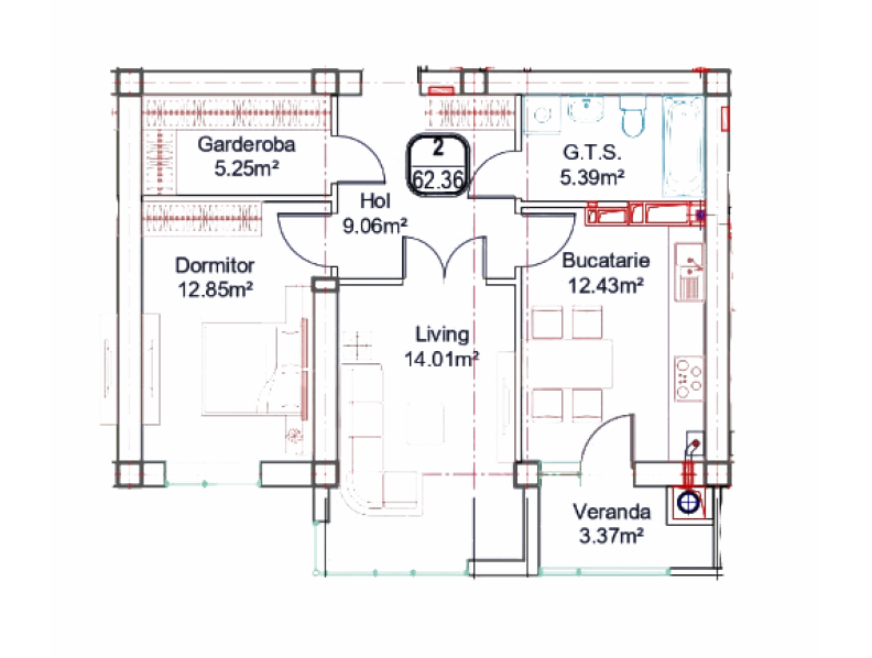 Apartament 62.36 m²