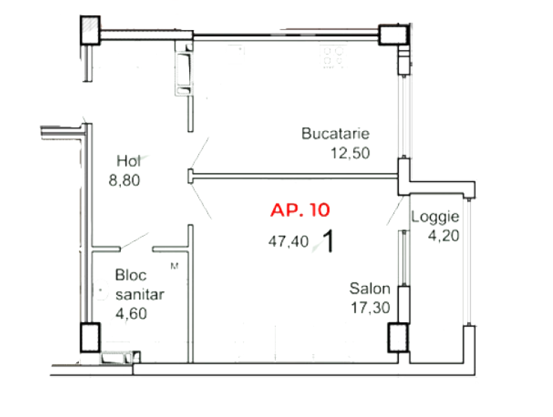 Apartament 47.4 m²