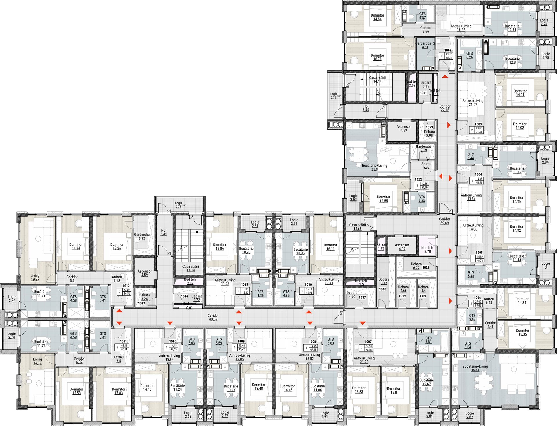 Amplasare pe etaj · Apartamente · 87.4 m²