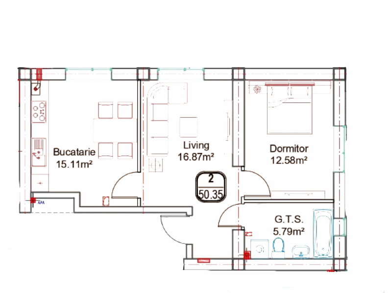 Apartament 50.35 m²