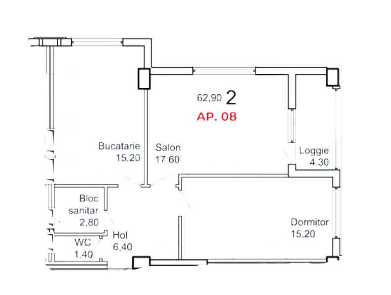 Apartament 62.9 m²