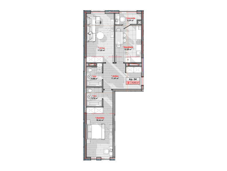 Apartament 70.92 m²