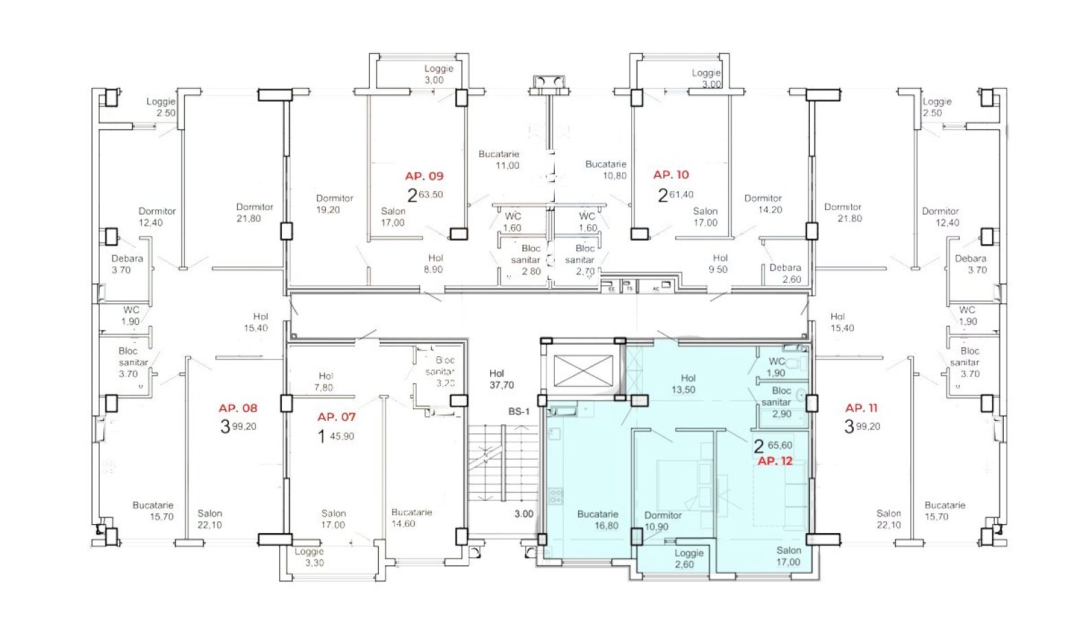 Amplasare pe etaj · Apartament · 65.6 m²